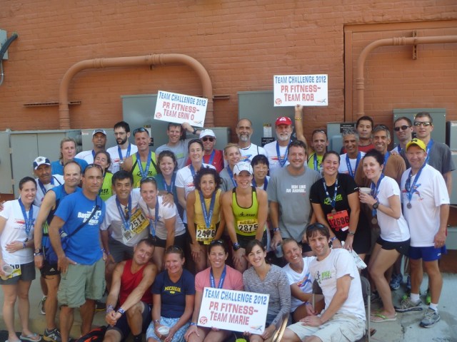 The PR Fitness teams at the Crim 10-mile. (I'm the last row, far right.)