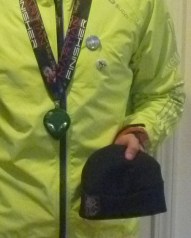 Way cool finisher's medal and the incredible disappearing / reappearing hat.
