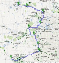 Day 1 - Ann Arbor to Fenton (click to enlarge)