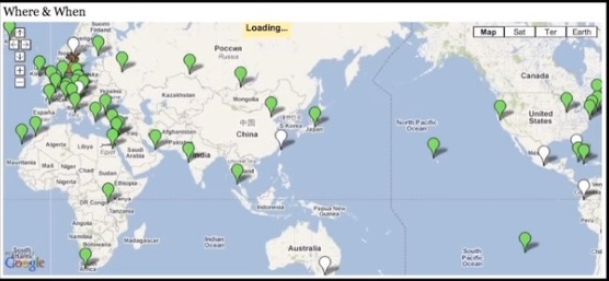 Map of Tristan's 2010 marathons. From his TEDx presentation.