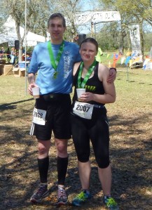 Me with fellow PR Fitness ultrarunner Tracy, enjoying a post-race adult libation.