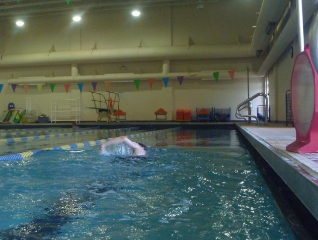 I'm not sure which seems longer - 800 meters, or 32 times back and forth across the pool.