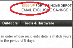 Home Depot scam email - Sing Up