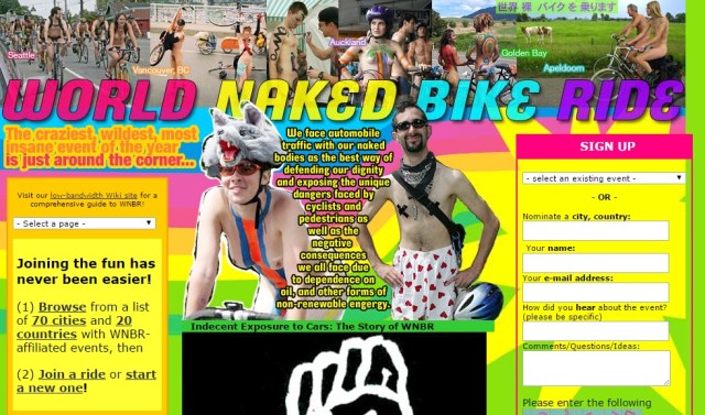 World Naked Bike Ride website