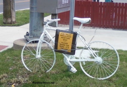 Ghost bike indicating a cyclist was killed here. Way too many of these.