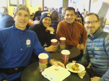 Coffee tastes really good after a cold morning run!